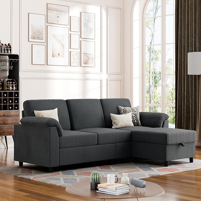 Vongrasig Convertible Sectional Sofa Couch, 3 Seat L Shaped Sofa