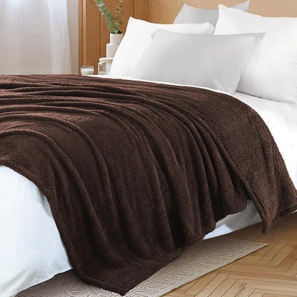 Exclusivo Mezcla Fleece Bed Blankets Queen Size, Ultra Soft, Lightweight and Fuzzy Coffee Blanket for Women, Home Decor, 90x90 Inches