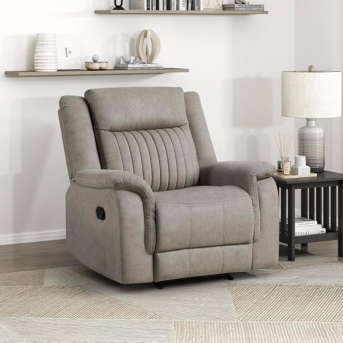Lexicon Manual Recliner Chair, Polished Microfiber Reclining Sofa Chair