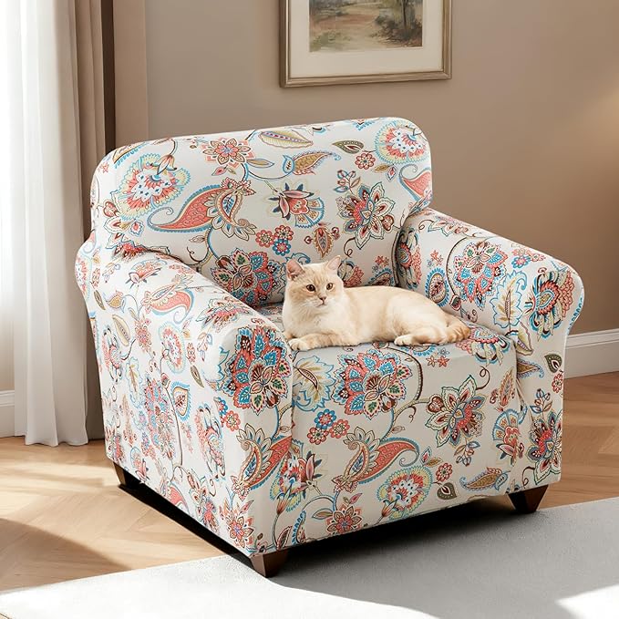 H.VERSAILTEX Floral Pattern Chair Covers Armchair Printed Chair Slip Covers