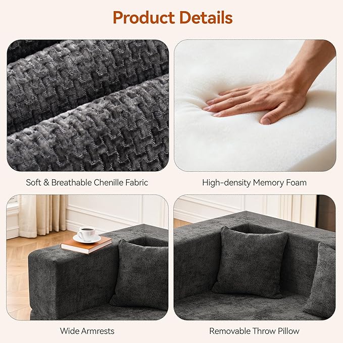 MONVANE Modular Sectional Sofa, Oversized 10 Seat Convertible U Shaped Couch