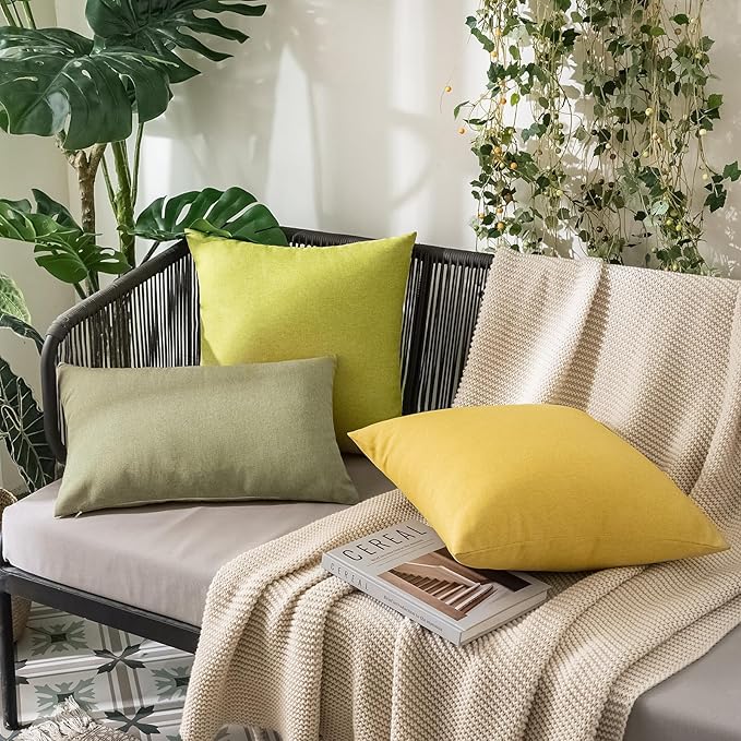 MIULEE Pack of 2 Decorative Outdoor Solid Waterproof Throw Pillow Covers Spring