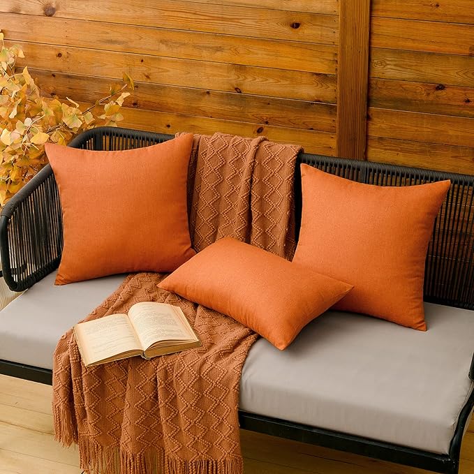 MIULEE Pack of 2 Decorative Outdoor Solid Waterproof Throw Pillow Covers Euro