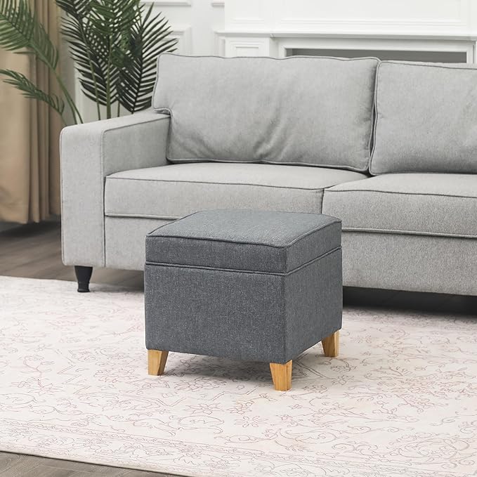Adeco 17.5" Square Fabric Ottoman