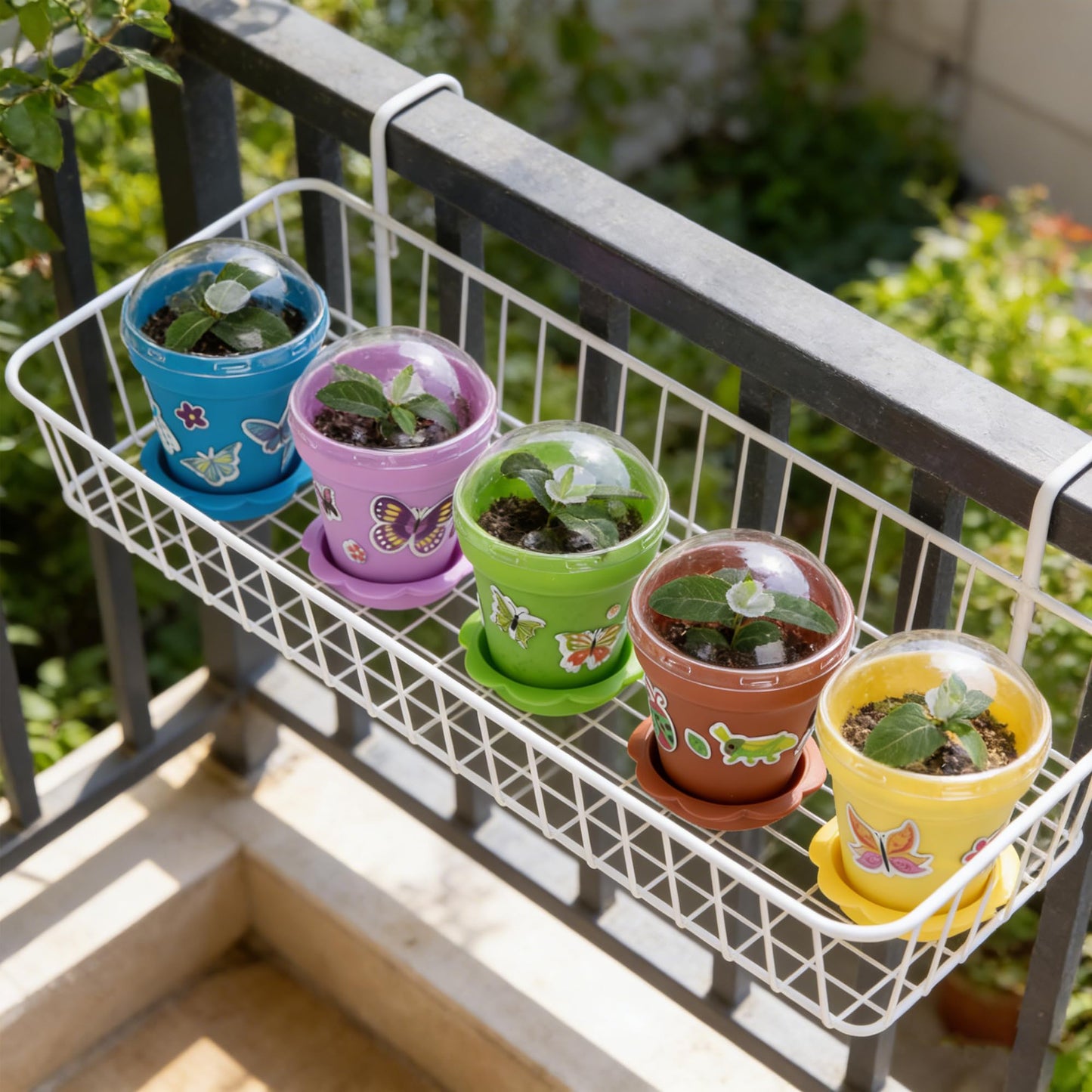 25 Packs Cupcake Plant Nursery Pots with Humidity Dome, Small Plastic Flower Plant Pots with 20 Sheet Stickers, Seeds Starter Pot Flower Planting Container for Seedlings Succulent Display (Mix Colors)