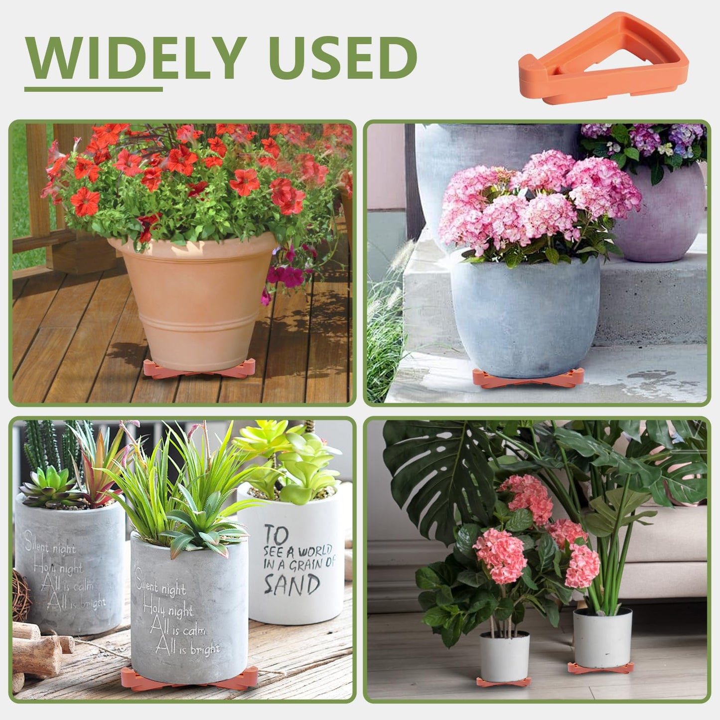 alalalight 24PCS Flower Pot Risers Toes，Invisible Plant Pot Feet for Outdoor Planters，Indoor Secure Compressive Environmental Triangular Lifters Supports (Small Orange)