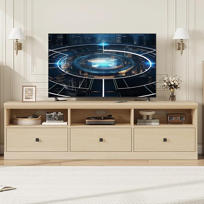 IDEALHOUSE 70in TV Stand for TVs up to 80", Mid Century Modern Entertainment