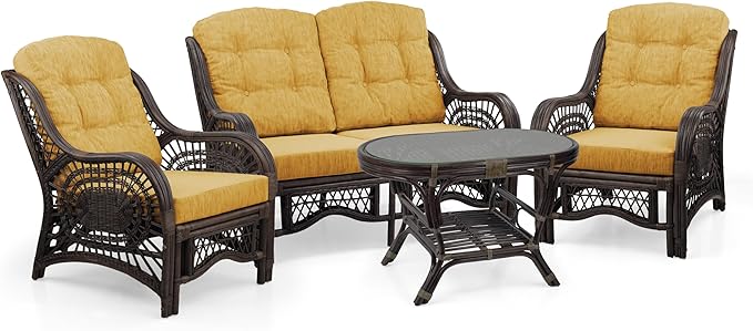 Malibu Lounge Loveseat Sofa Natural Rattan Wicker Handmade Design