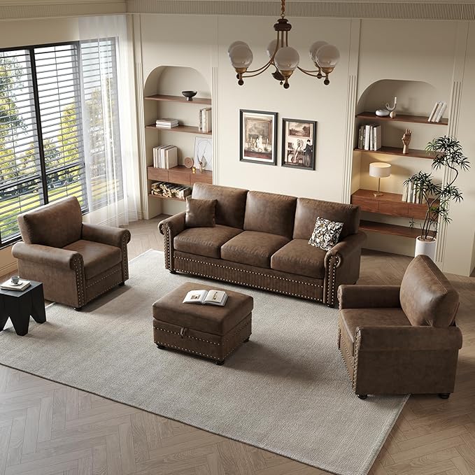 ONBRILL Faux Leather Ottoman