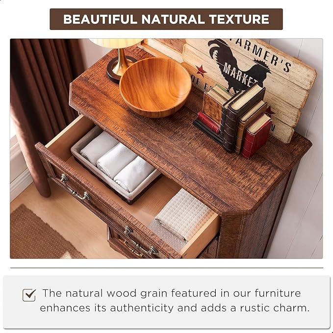 T4TREAM Farmhouse 5 Drawers Dresser