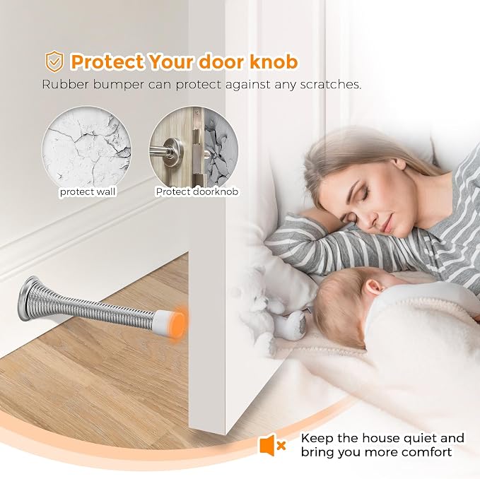 Ravinte Door Stoppers, 48 Pack Satin Nickel Spring Stops With Rubber Bumper for Bottom of Door