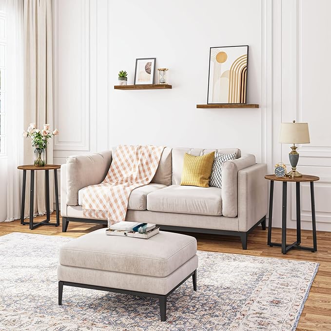 HOOBRO Side Tables Set of 2, Round End Accent Tables