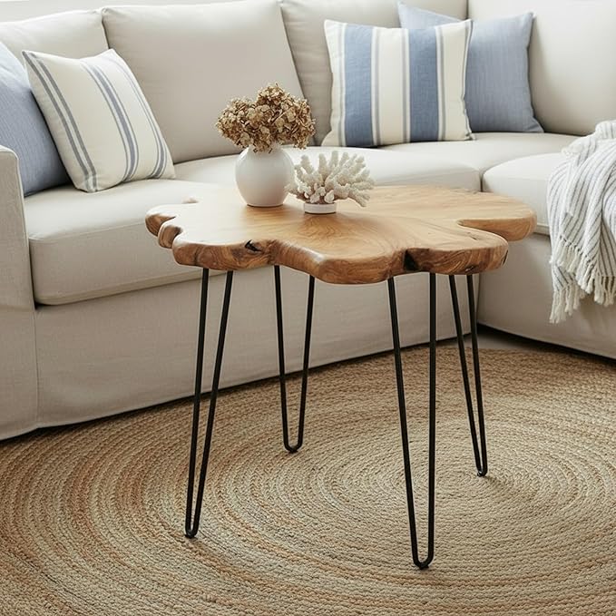 WELLAND Live Edge Cedar Coffee Table 32" W x 32" D x 20.5" H Rustic Round Table