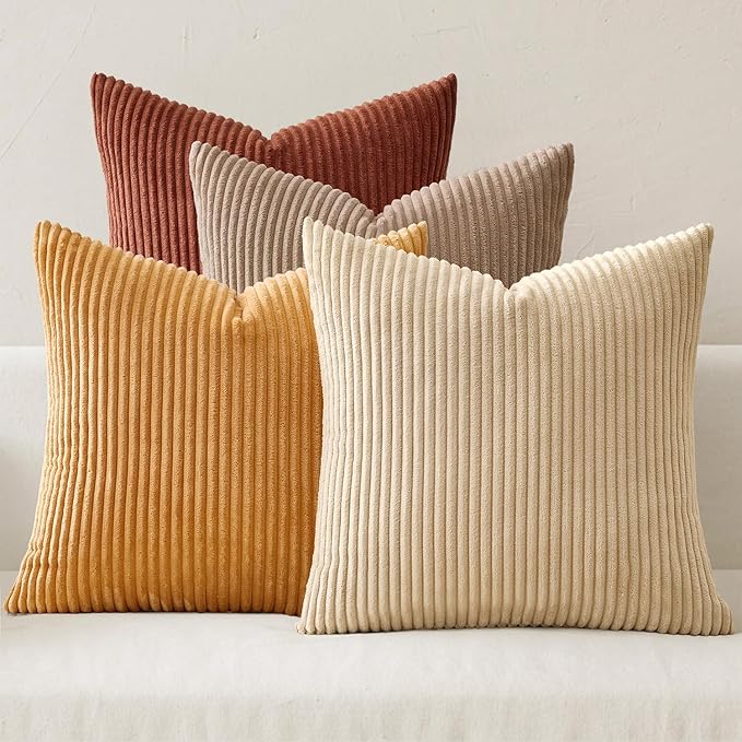 MIULEE Boho Farmhouse Terra Cotta Throw Pillow Covers 18x18 Inch Set of 4