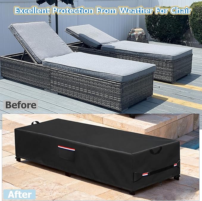 Waterproof Patio Lounge Chair Cover 2 Pack, Heavy Duty 600D Waterproof Outdoor
