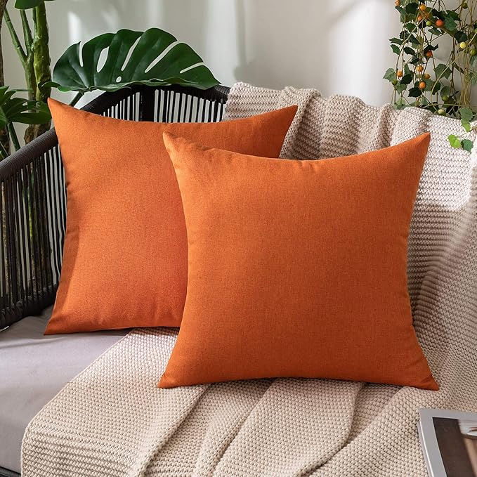 MIULEE Pack of 2 Decorative Outdoor Solid Waterproof Throw Pillow Covers Euro