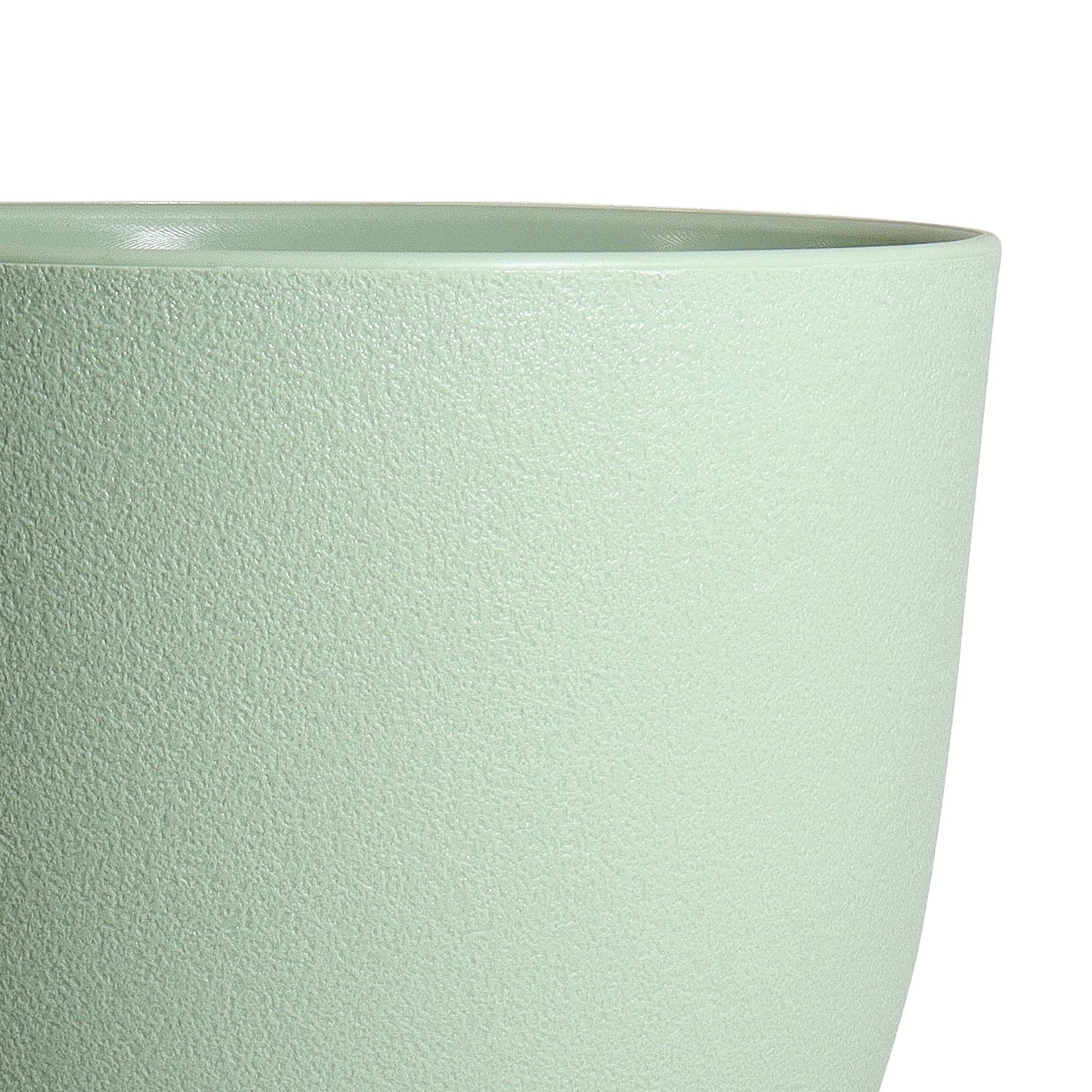 WOUSIWER Plant Pots 10/9/8 inch, Set of 3 Modern Decorative Plastic Planters with Drainage Holes and Saucers for House Plants Indoor Flowers Plants, Green