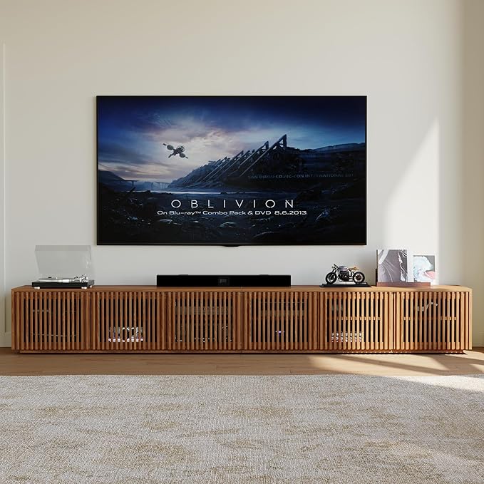 POVISON Full Assembled Mid Century Modern TV Stand, 118” Extra-Large