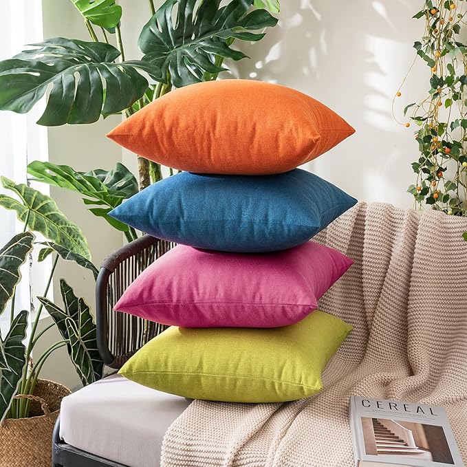 MIULEE Pack of 2 Decorative Outdoor Solid Waterproof Throw Pillow Covers Faux