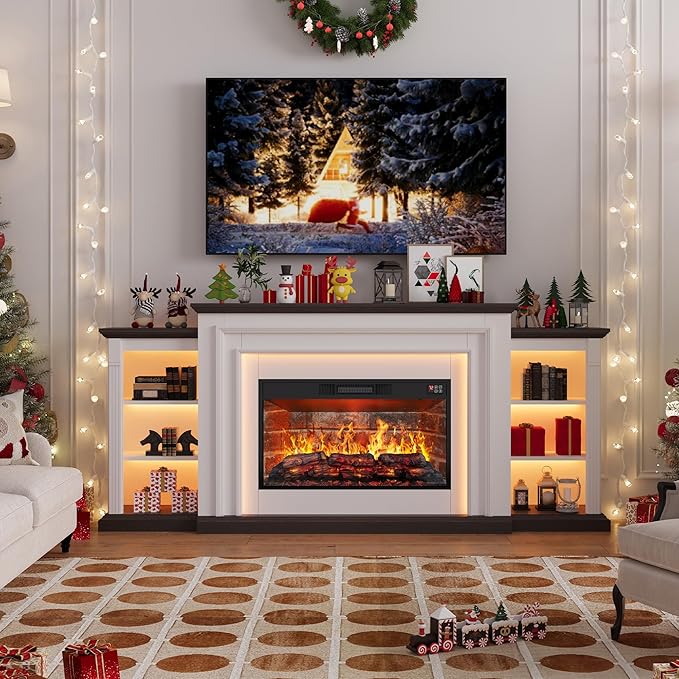 80" LED Lights Electric Fireplace