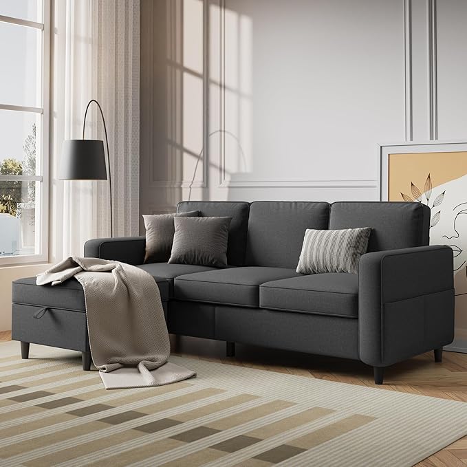 Sectional Sofa Couches for Living Room, Comfy Fabric Convertible Sectionals