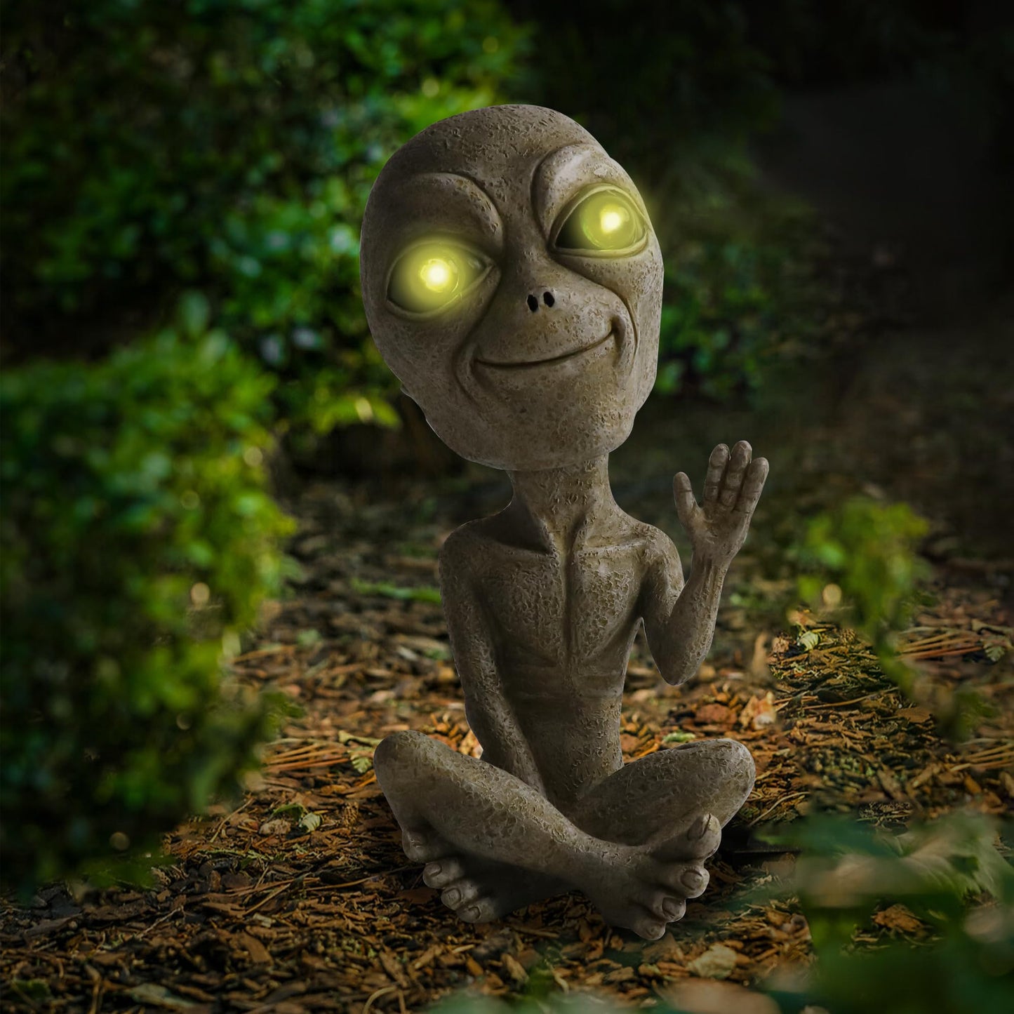 Lopoti Solar Light UFO Extraterrestrial Garden Alien Statues Figurine for Indoor Outdoor Garden Patio, Yard Or Lawn Decoration
