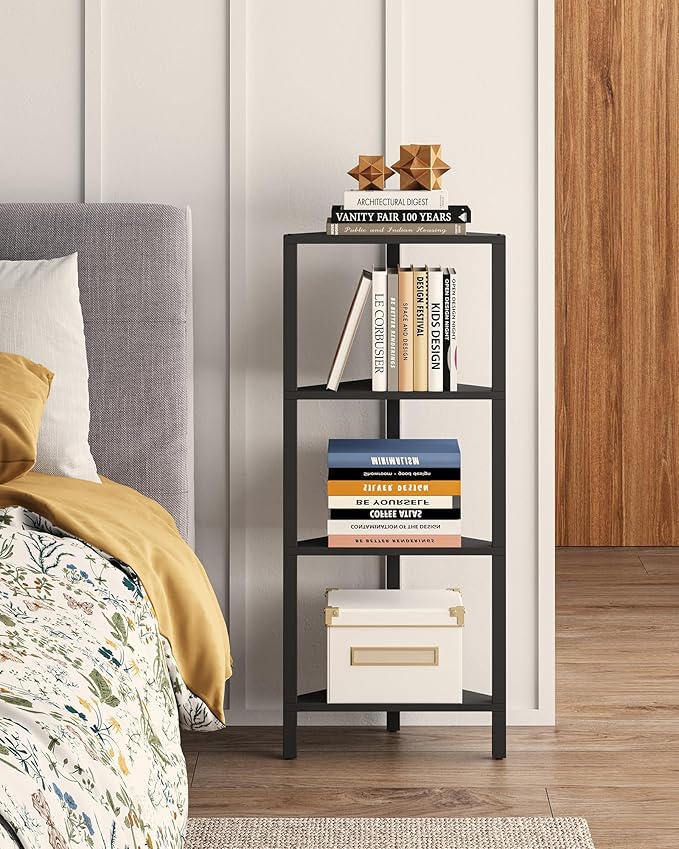 TUTOTAK Corner Shelf, 4-Tier Corner Bookshelf