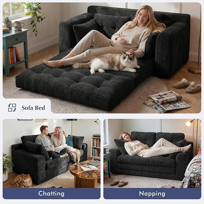 Homkdom Convertible Loveseat Sleeper, Space-Saving Folding Sofa Bed