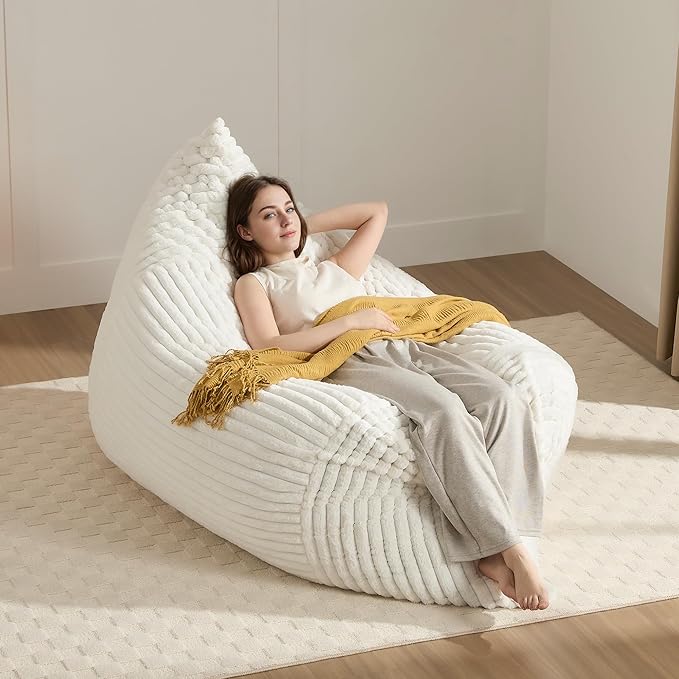 3-in-1 Giant Bean Bag Chair for Adults & Kids, Convertible Floor Sofa to