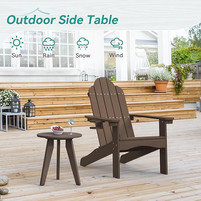Outdoor Side Table, HDPS Outdoor Table, Small Round Side Table Weather-Resistant