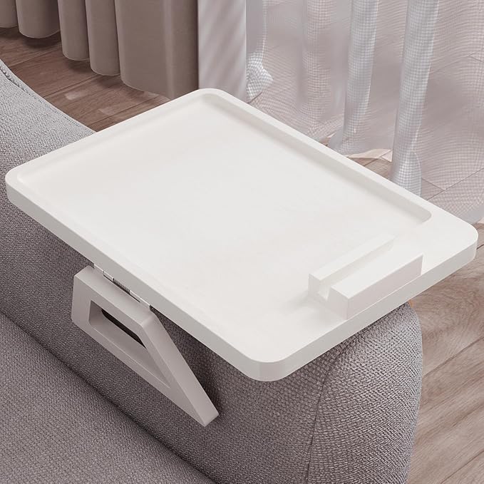Couch Arm Tray with 360°Phone, Bamboo Folding Sofa Tray, Sofa Armrest Trays