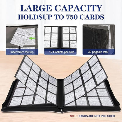 Card Binder – 720 Capacity, Zippered Trading Card Holder for MTG, Sports & Collectible Cards – Acid-Free, Durable & Travel-Friendly Storage (Purple dots, 12 Pocket)