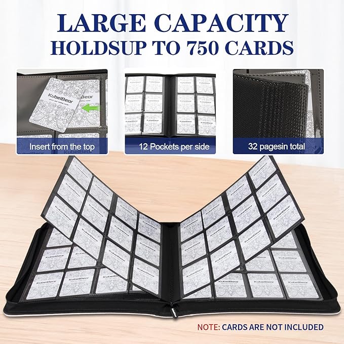 Card Binder – 720 Capacity, Zippered Trading Card Holder for MTG, Sports & Collectible Cards – Acid-Free, Durable & Travel-Friendly Storage (Blue dots, 12 Pocket)