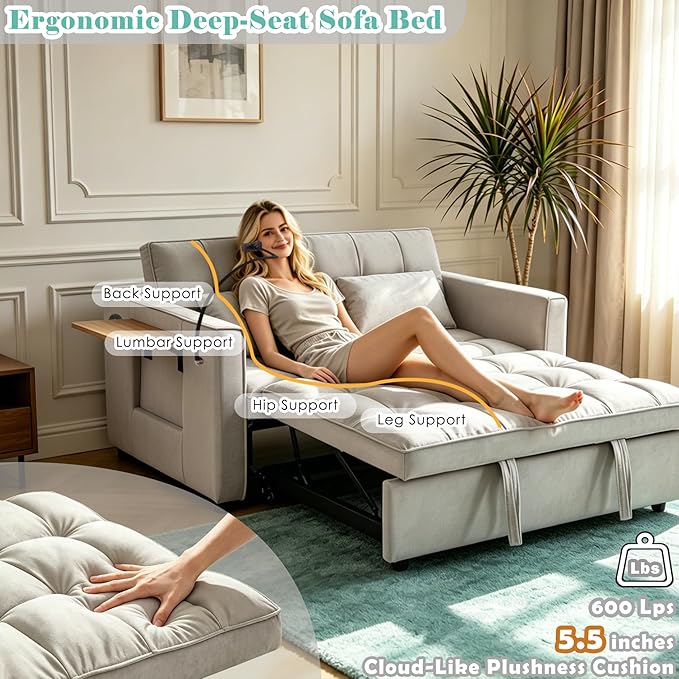 70” 3-in-1 Convertible Sofa Bed Couch