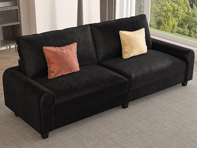 EASE MOOSE 88.5" Large Seat Velvet Loveseat Sofa, Soft Deep Seat Couches