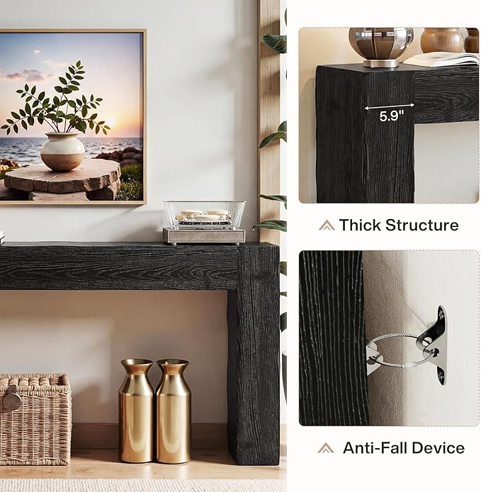 Tribesigns 63-Inch Solid Wood Console Sofa Table, Farmhouse Long Entryway Table