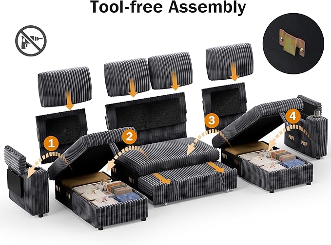 Vipbear 108" Modular Sectional Sleeper Sofa