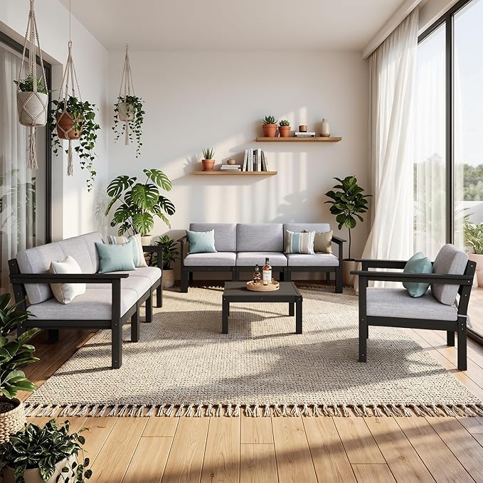 Stoog All-Weather Patio Conversation Set, 6-Piece Modular Outdoor Sectional Sofa