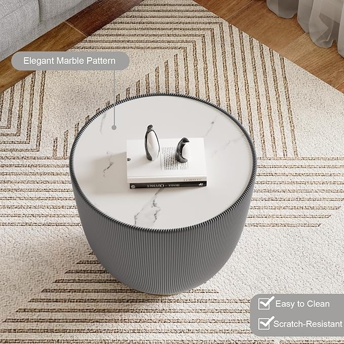 SSLine Bowl-Shape Small Coffee Table Modern Sintered Stone Top Coffee Table in