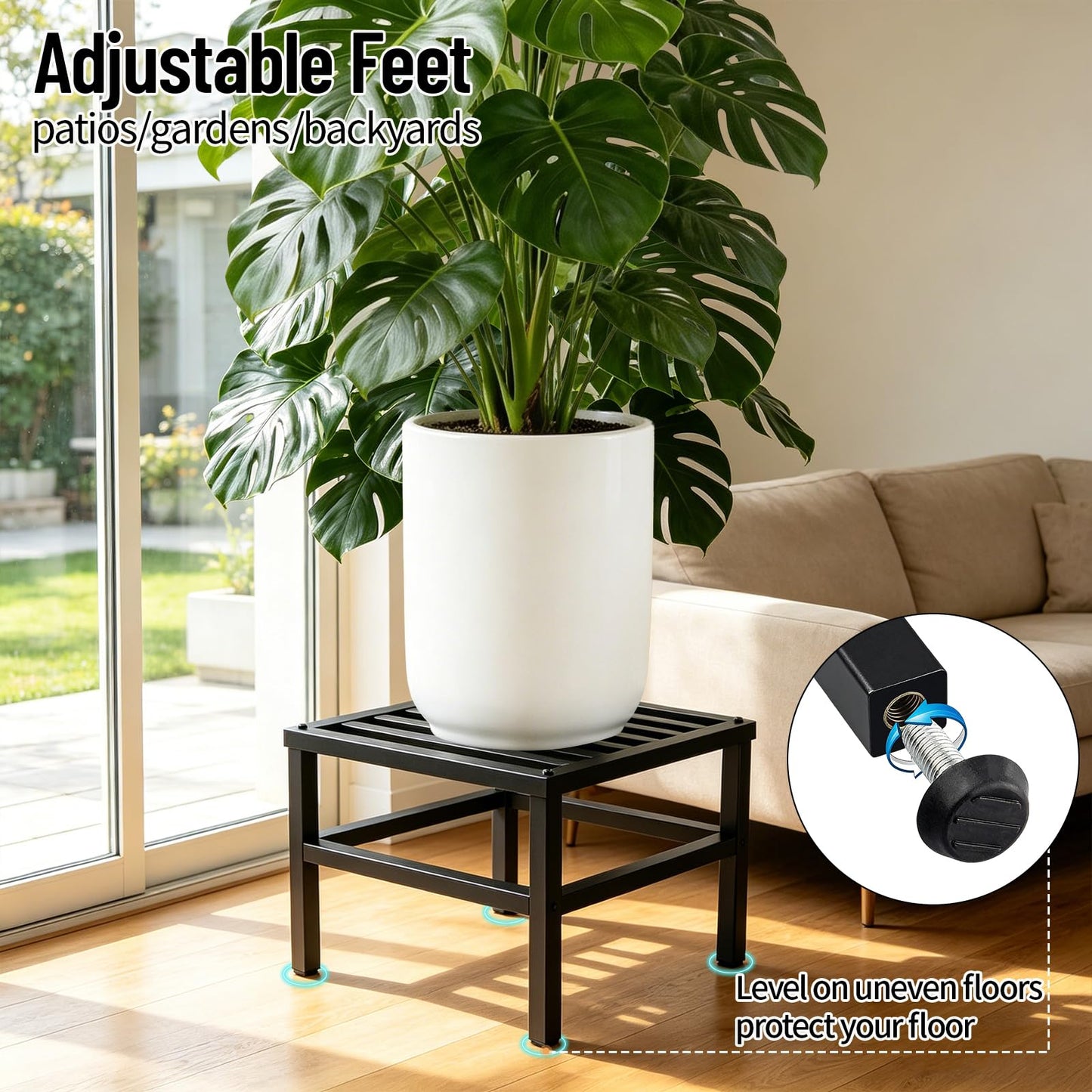 LLAXERGU Plant Stand Outdoor Indoor, 20 Inch Large Metal Plant Stand Outdoor Heavy Duty Plant Stands Flower Pot Stand Wrought Iron Pedestal Stand for Garden Patio Living Room