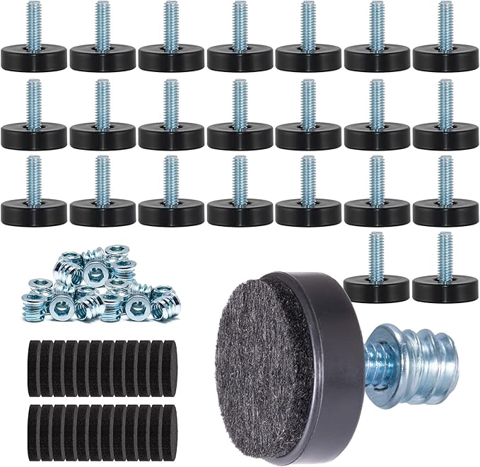24 Pack M6 Thread Adjustable Furniture Levelers