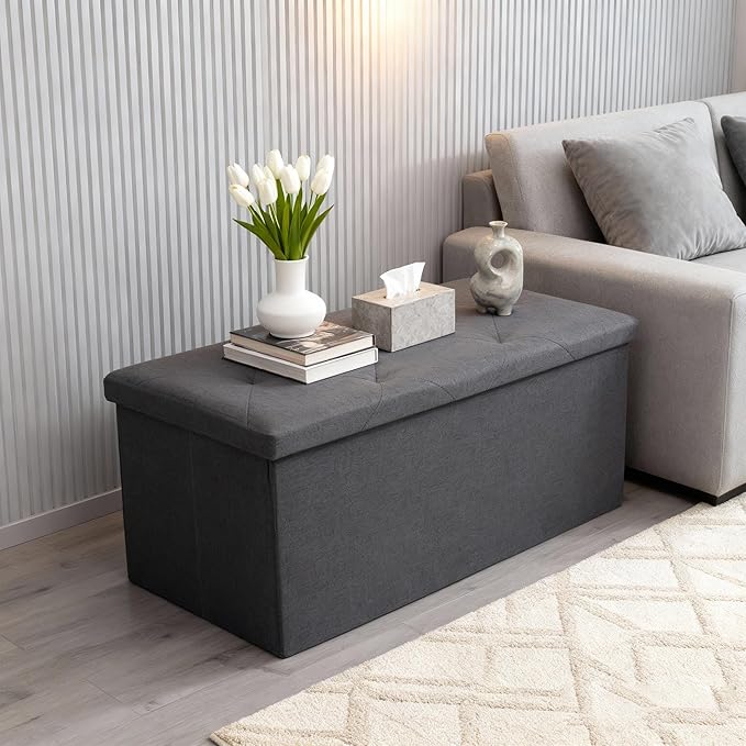 43 inch Storage Ottoman Bench, 30 inch Folding Storage Bench Ottoman,