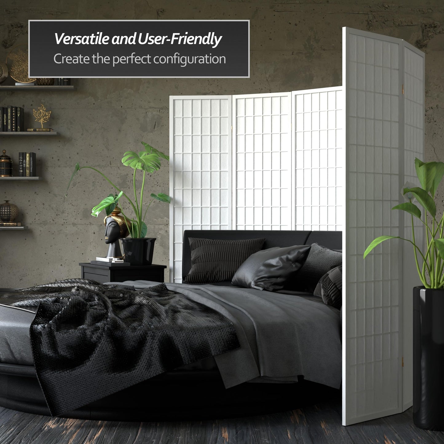 Red Lantern 6 ft. Tall Window Pane Shoji Screen - White - 3 Panels
