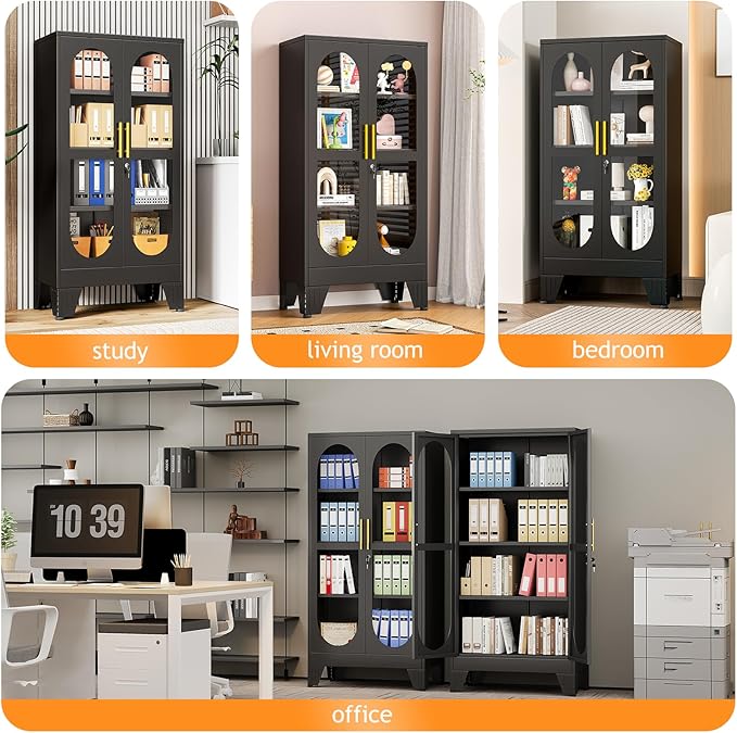 PAOFIN 47" H Locking Display Cabinet