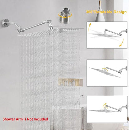 NearMoon Rain Shower Head, High Flow Stainless Steel Square Rainfall Shower, High Pressure Design, Awesome Shower Experience Even At Low Water Flow (10 Inch, Brushed Nickel)