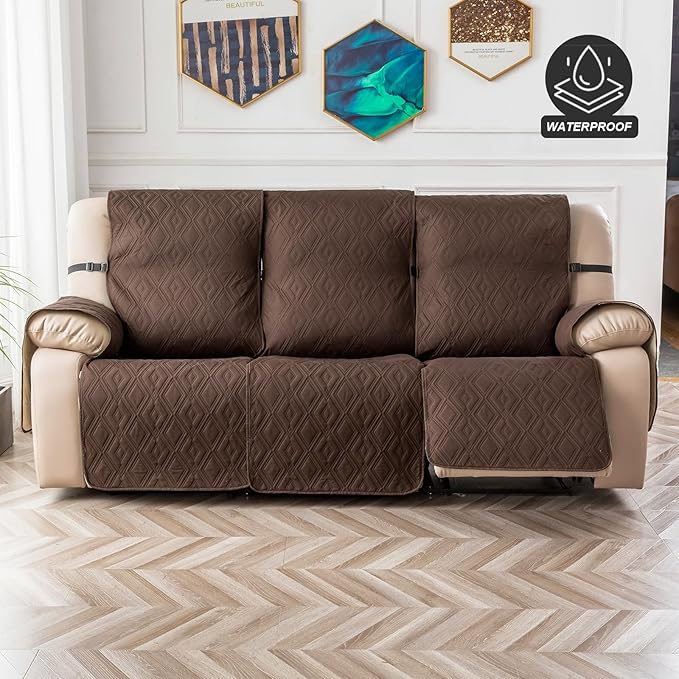 Genina Waterproof Reclining Couch Cover 3 Seat, Recliner Sofa Covers Non-Slip
