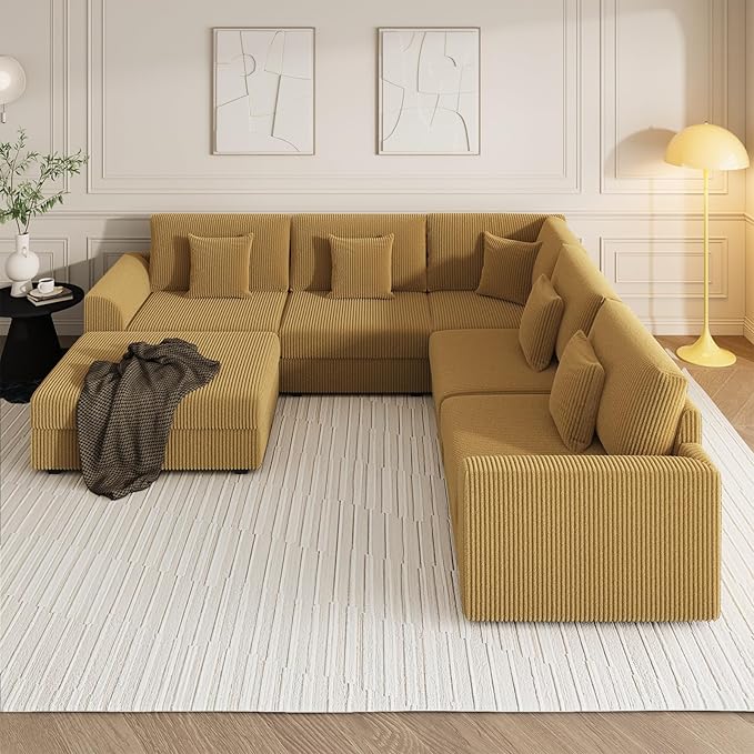 146" Modular Sectional Sofa, Oversized U Shaped Couch, Convertible Sleeper Sofa
