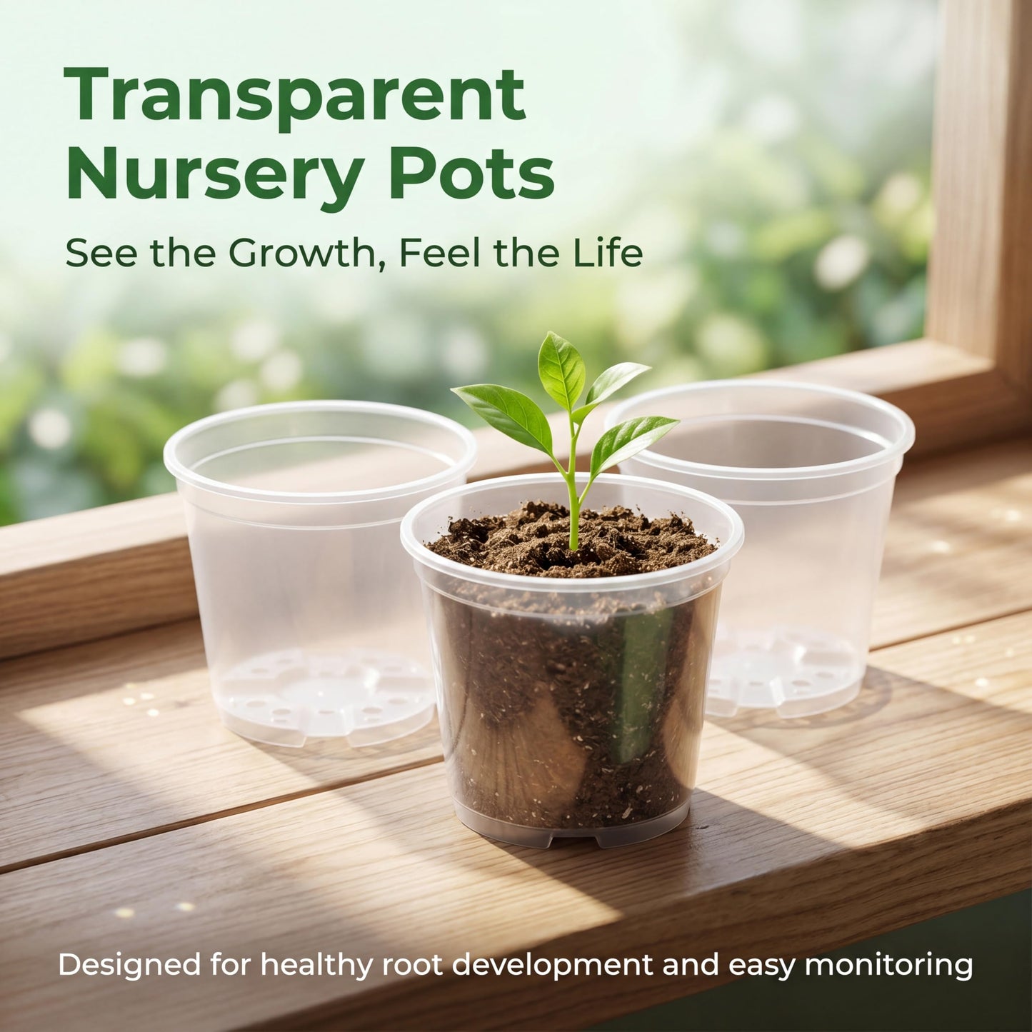 Yondaha Clear Nursery Pots with Drainage – 3.5/4/5/6 Inch, 20 Pack (5 Each Size), Plastic Pots for Plants, Clear Pots for Propagation, Transplanting & Indoor Gardening