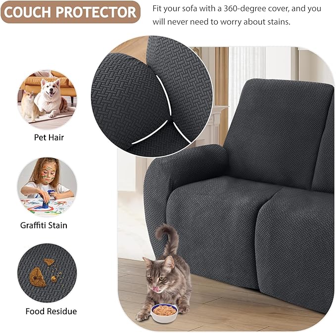 ALIECOM 100% Waterproof Recliner Sectional Couch Covers L Shape Stretch Corner