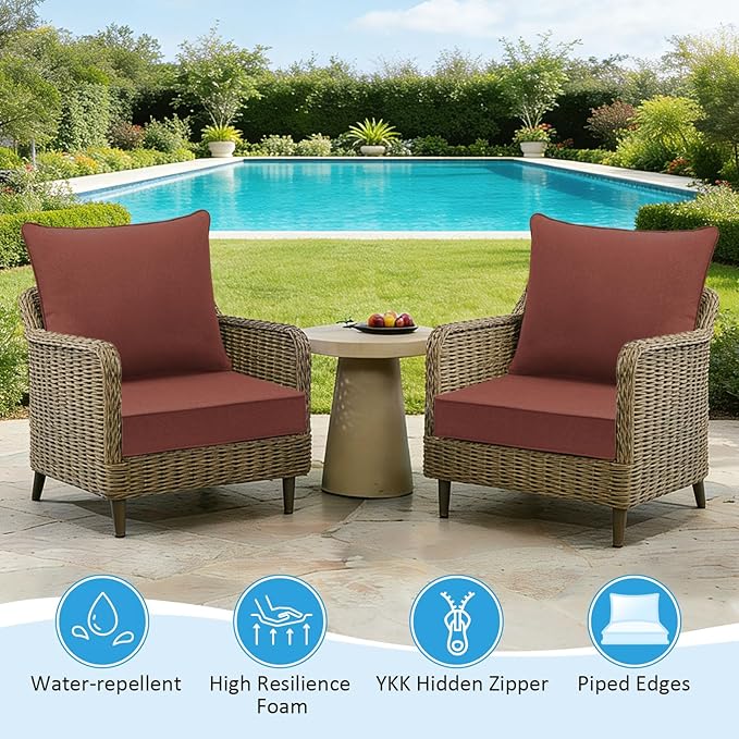 Sunbrella Outdoor Deep Seat & Back Cushion Set, 24 x 24 Inch Water Repellent